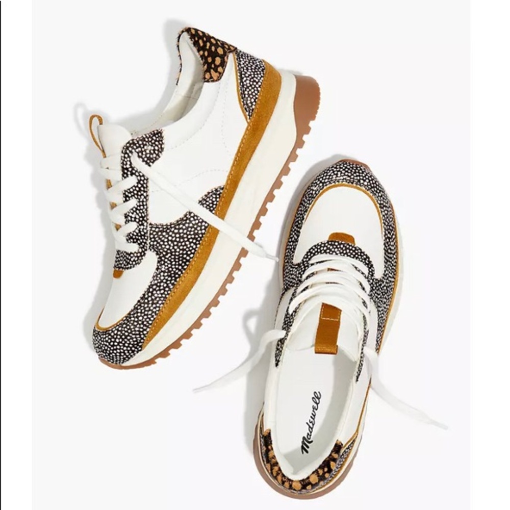 Madewell Kickoff Trainer Sneakers in Leather and Spot Mix Calf Hair